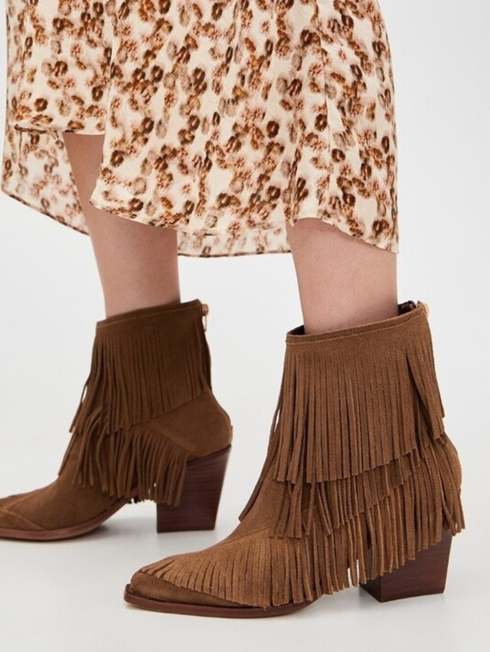 New Dolce Vita Torey Fringe Suede Chestnut Boots - Picture 1 of 16
